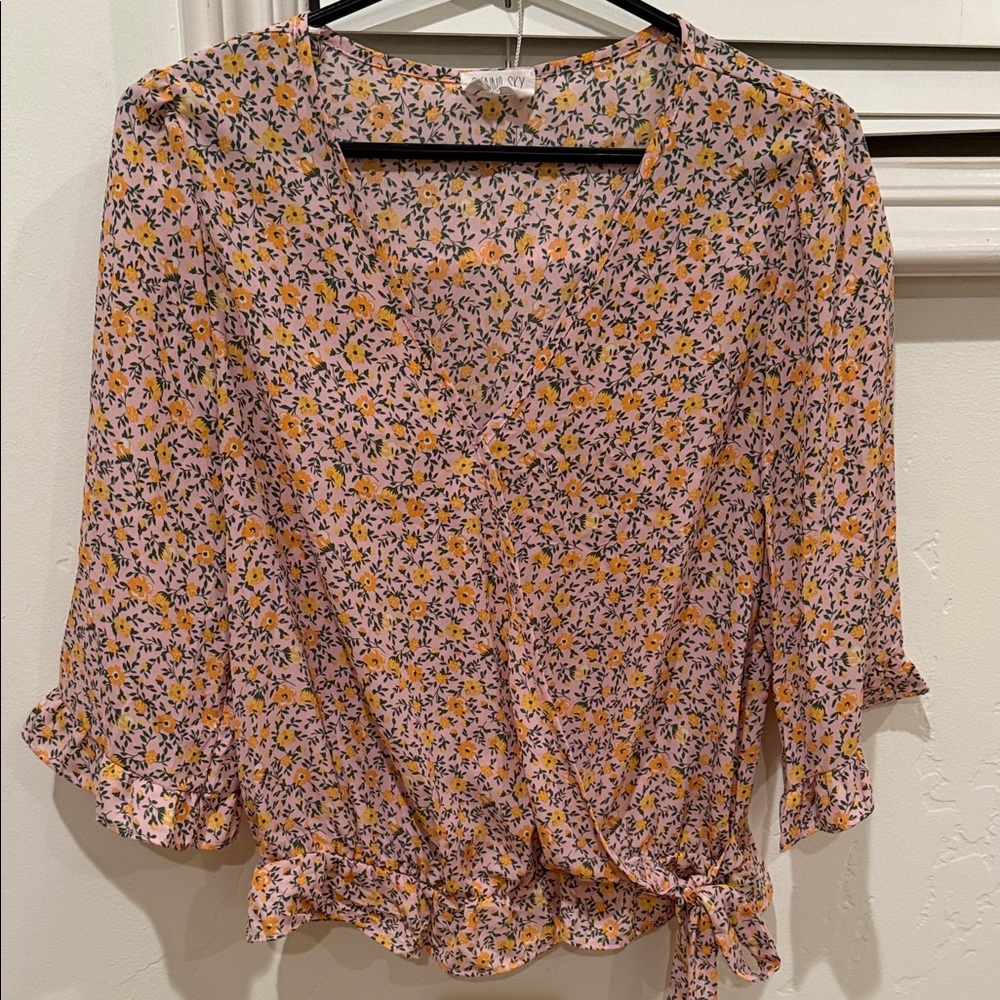 Sienna Sky Pink and Yellow Floral Blouse